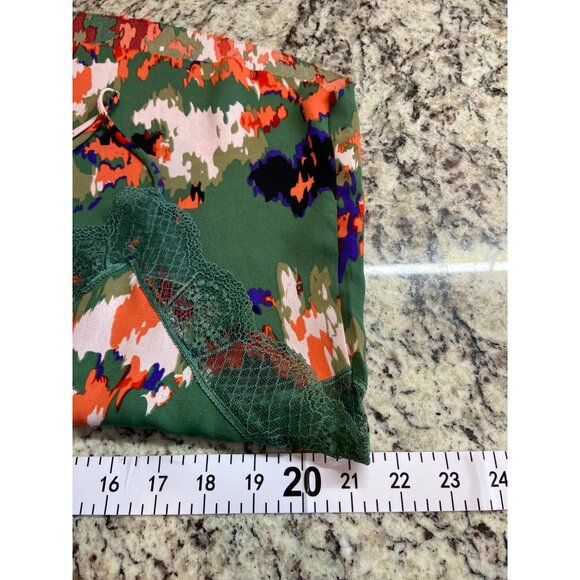 Women Cami Top XL Green Floral Lace Trim Adjustable Spaghetti Straps Cottagecore - Picture 5 of 7